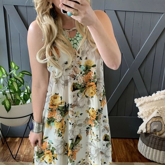 New Layering Tunic Floral Tank Dress Halter Top - Picture 6 of 7
